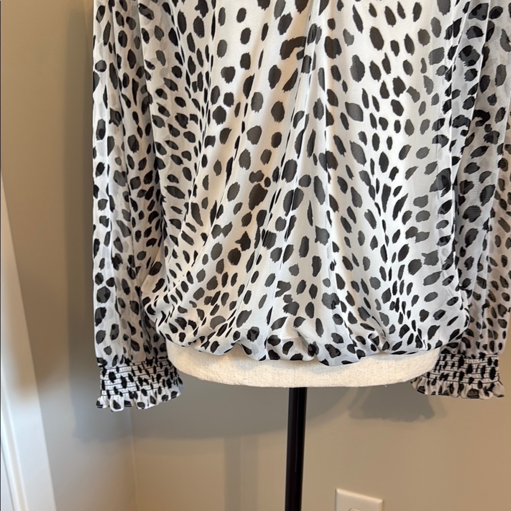 Express Black and Brown Wrap Blouse - Picture 3 of 6